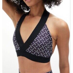 Kappa Authentic Black Thanos Halter Top Bra Bralette Sz M New